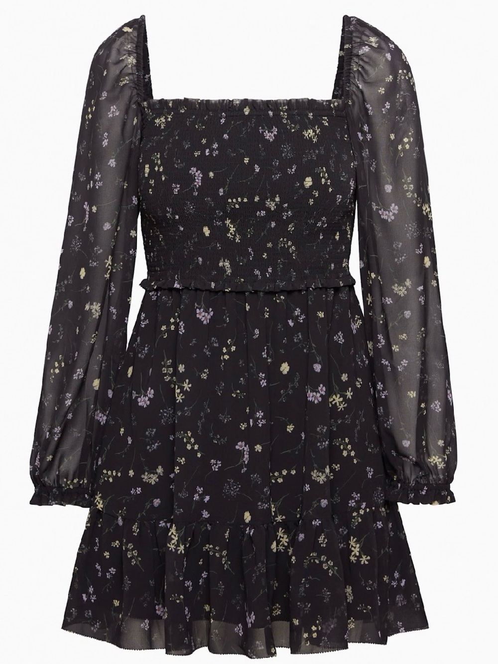 Aritzia Wilfred Tempest Chiffon Mini Dress - Black